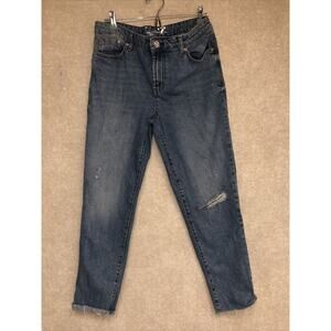 Seven7 Marilyn Boyfriend Jeans Raw Hem Distressed 8 GUC Mid-Rise 7 GUC Seven